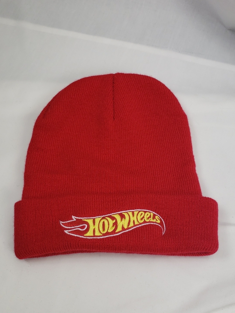 Hot Wheels Beanie Hat Unisex One Size Red Knitted Embroidered Logo Stocking Cap